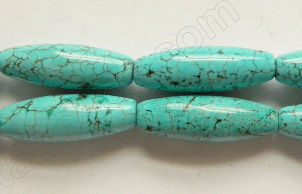 Cracked Chinese Turquoise  -  Round Long Rice  16"