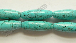 Cracked Chinese Turquoise  -  Round Long Rice  16"