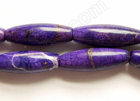 Dark Purple Crack Turquoise  -  Round Long Rice  16"
