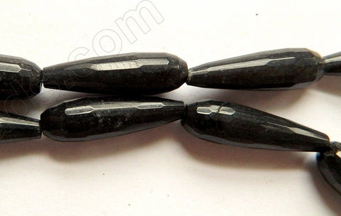 Black Jade  -  Faceted Long Drops  16"