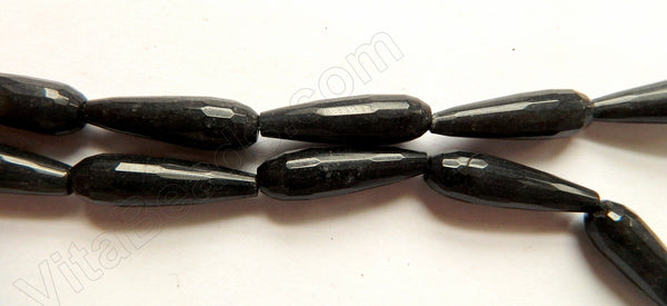 Black Jade  -  9x30mm Faceted Drops 16"