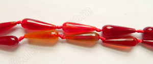 Red Sardonix Agate  -  10x30mm Faceted Drops  16"