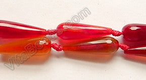 Red Sardonix Agate  -  10x30mm Faceted Drops  16"
