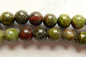 New Blood Stone  -  Smooth Round Beads 15"