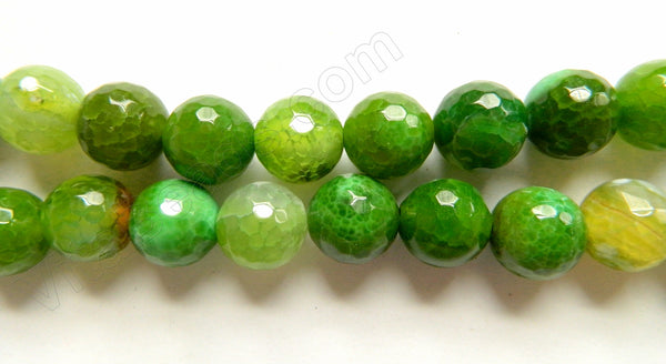 Deep Olive Fire Agate  -  Faceted Round  16"