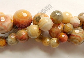 Crazy Lace Agate A  -  Faceted Round Beads 16"