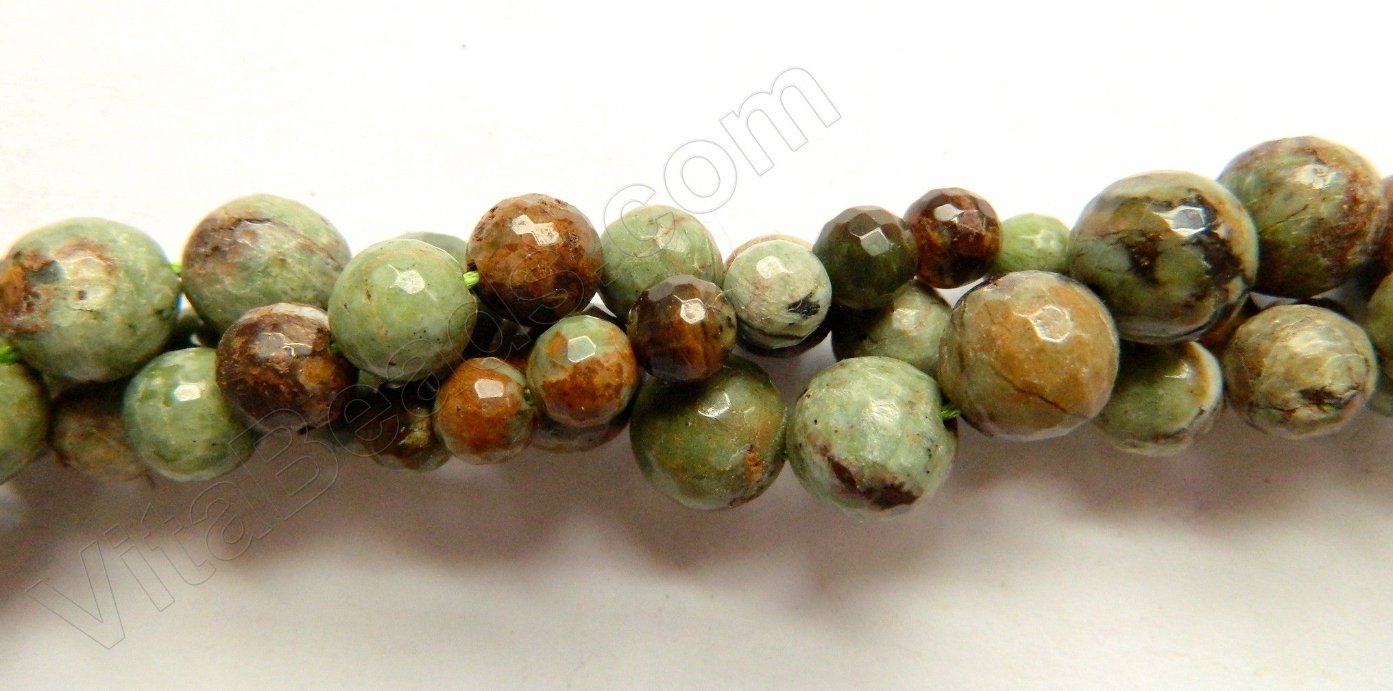 Green Opal  -  Faceted Round Beads 16"