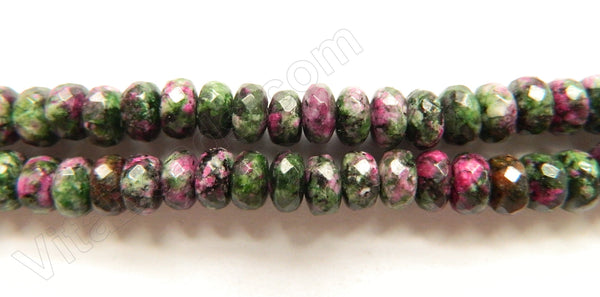 Ruby Zosite Dyed  -  Faceted Rondells  16"     4 x 8 mm