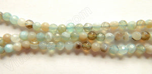 Light Green Amazonite Agate w/ Brown  -  Faceted Round  15"