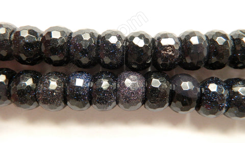 Blue Goldstone A  -  Big Faceted Rondel  15"   10 x 15 mm