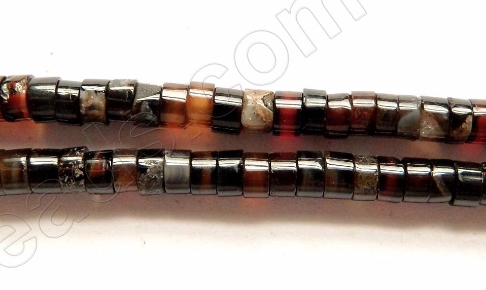 Black Onyx w/ Brown  -  Small Heishi 15"