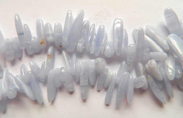 Blue Chalcedony Natural  -  Smooth Sticks 16"      6 x 20 mm