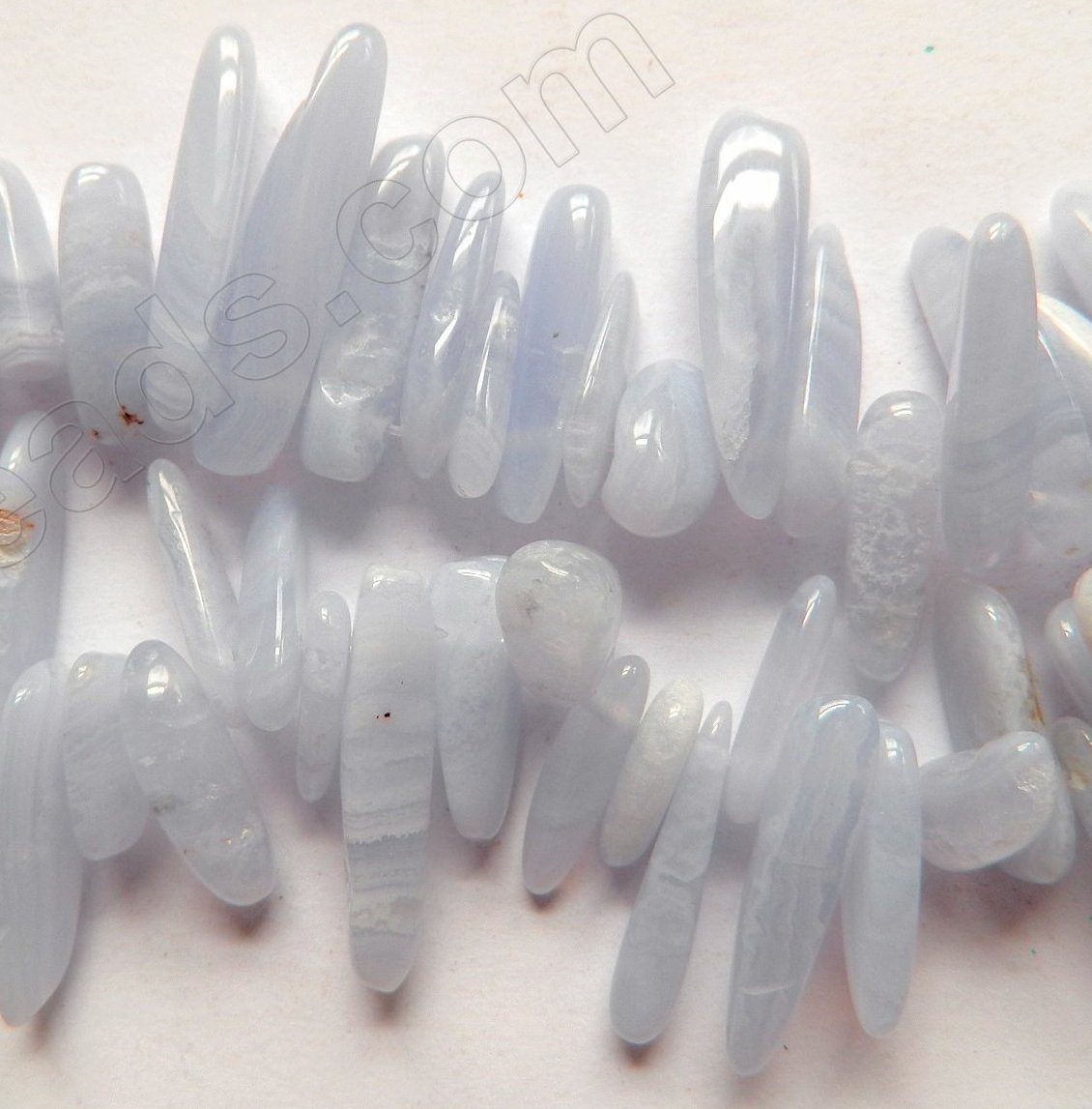 Blue Chalcedony Natural  -  Smooth Sticks 16"      6 x 20 mm