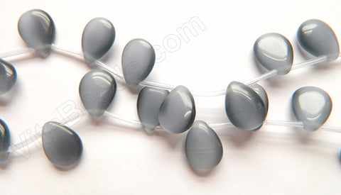 Grey Cat's Eye  -  Smooth Flat Briolette 16"   13 x 18 mm