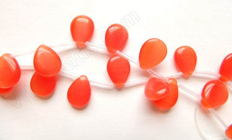 Orange Red Cat's Eye  -  Smooth Flat Briolette 16"   13 x 18 mm