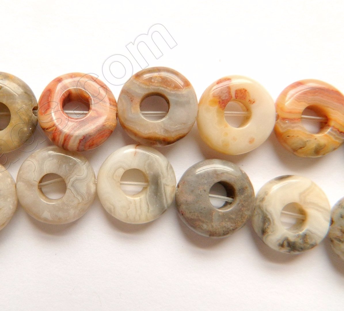 Crazy lace Agate  -  Small Donut Strand 16"