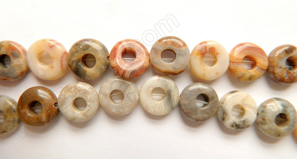 Crazy lace Agate  -  Small Donut Strand 16"