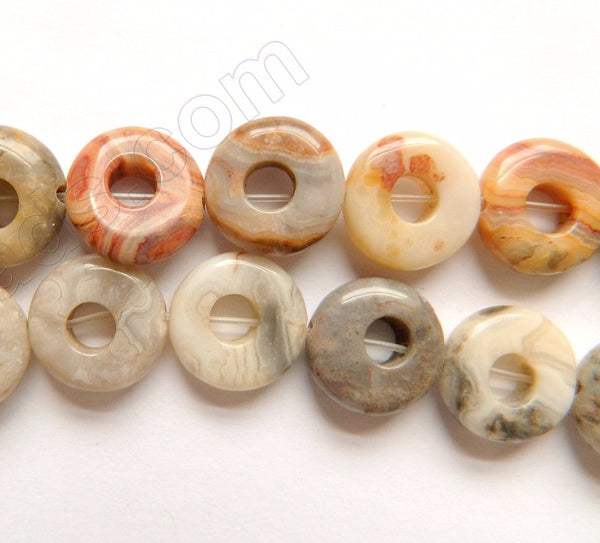 Crazy lace Agate  -  Small Donut Strand 16"