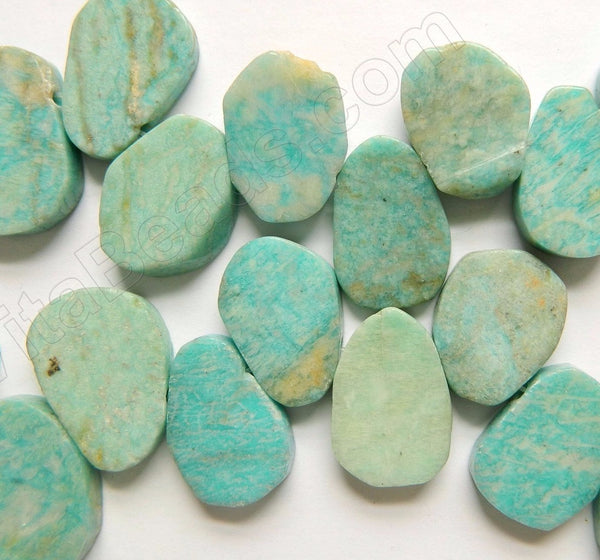 Light Russia Amazonite A  -  Graduated Irregular Drops Top Drilled  16"