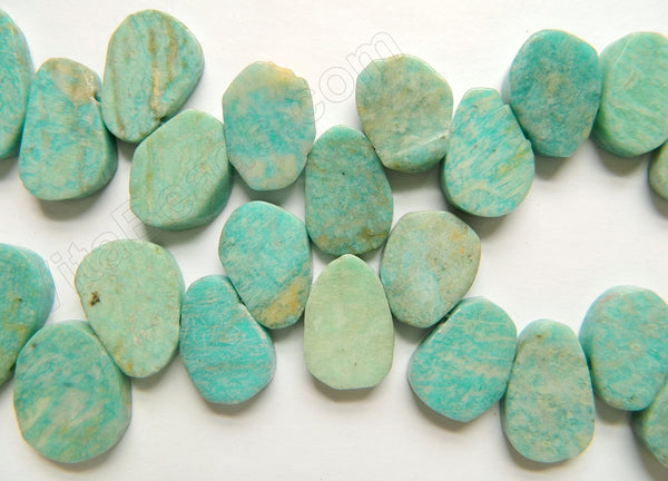 Light Russia Amazonite A  -  Graduated Irregular Drops Top Drilled  16"