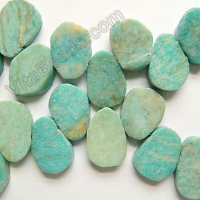 Light Russia Amazonite A  -  Graduated Irregular Drops Top Drilled  16"