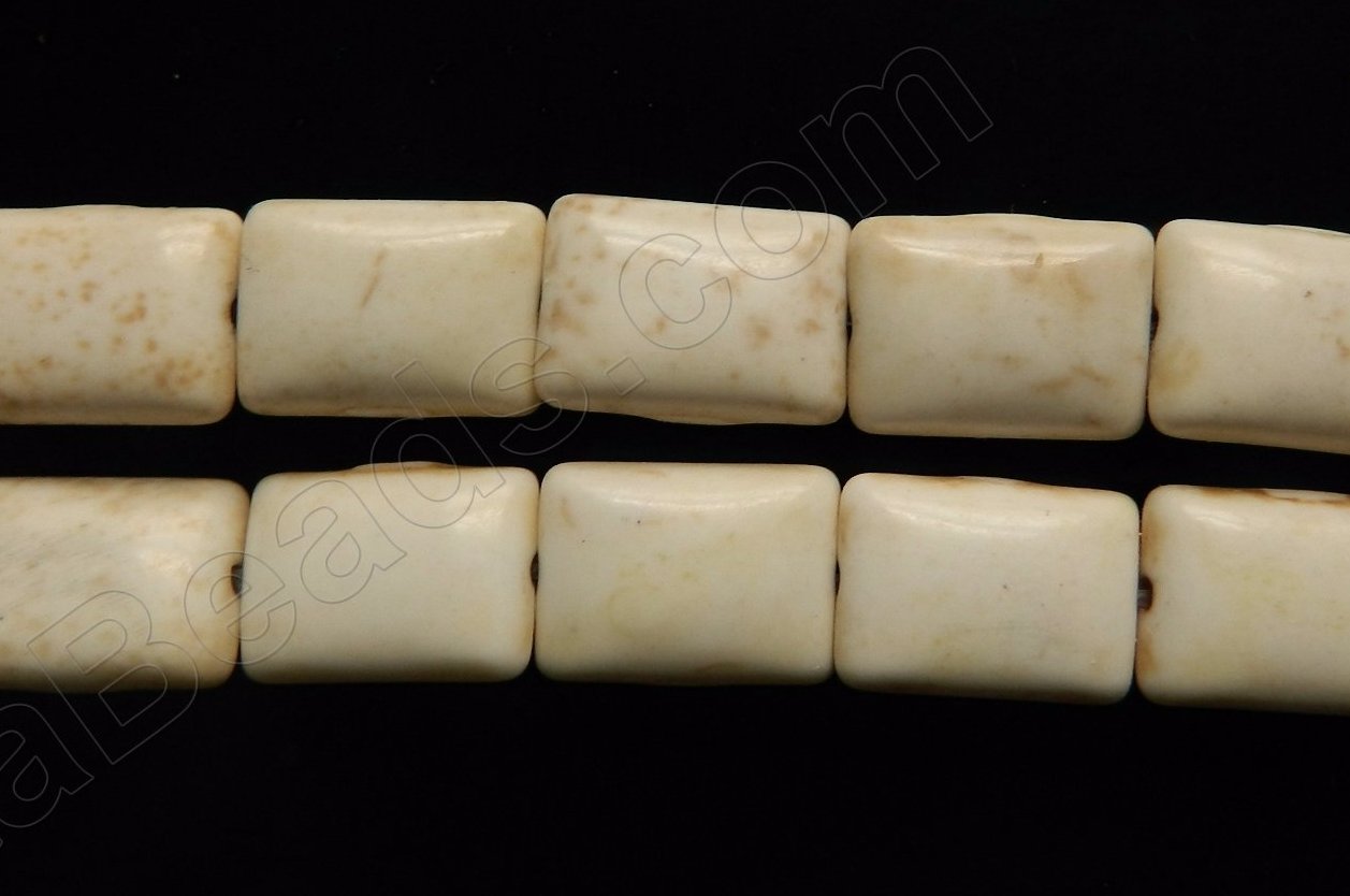 Ivory Crack Turquoise  -  Puff Rectangles  16"