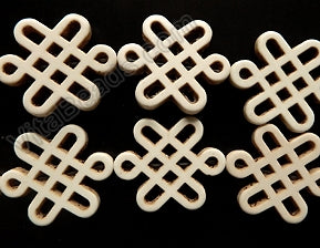 Ivory Crack Turquoise  -  Chinese Knot Design Beads  16"
