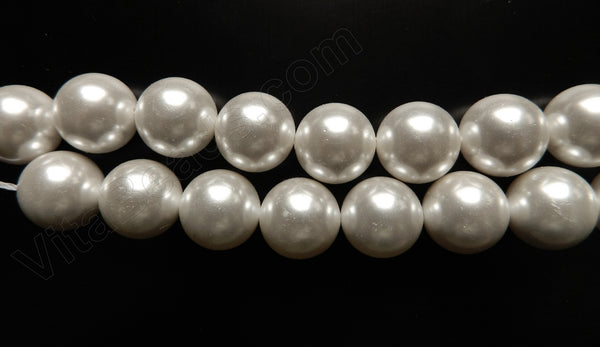 Pearl Shell - Snow White - Smooth Round Beads 16"