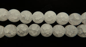 Frosted Explosion Crystal   -  Big Smooth Round Beads 16"