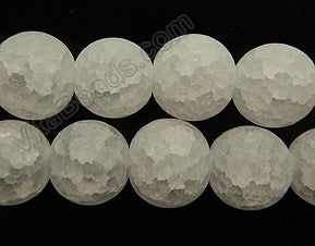Frosted Explosion Crystal   -  Big Smooth Round Beads 16"