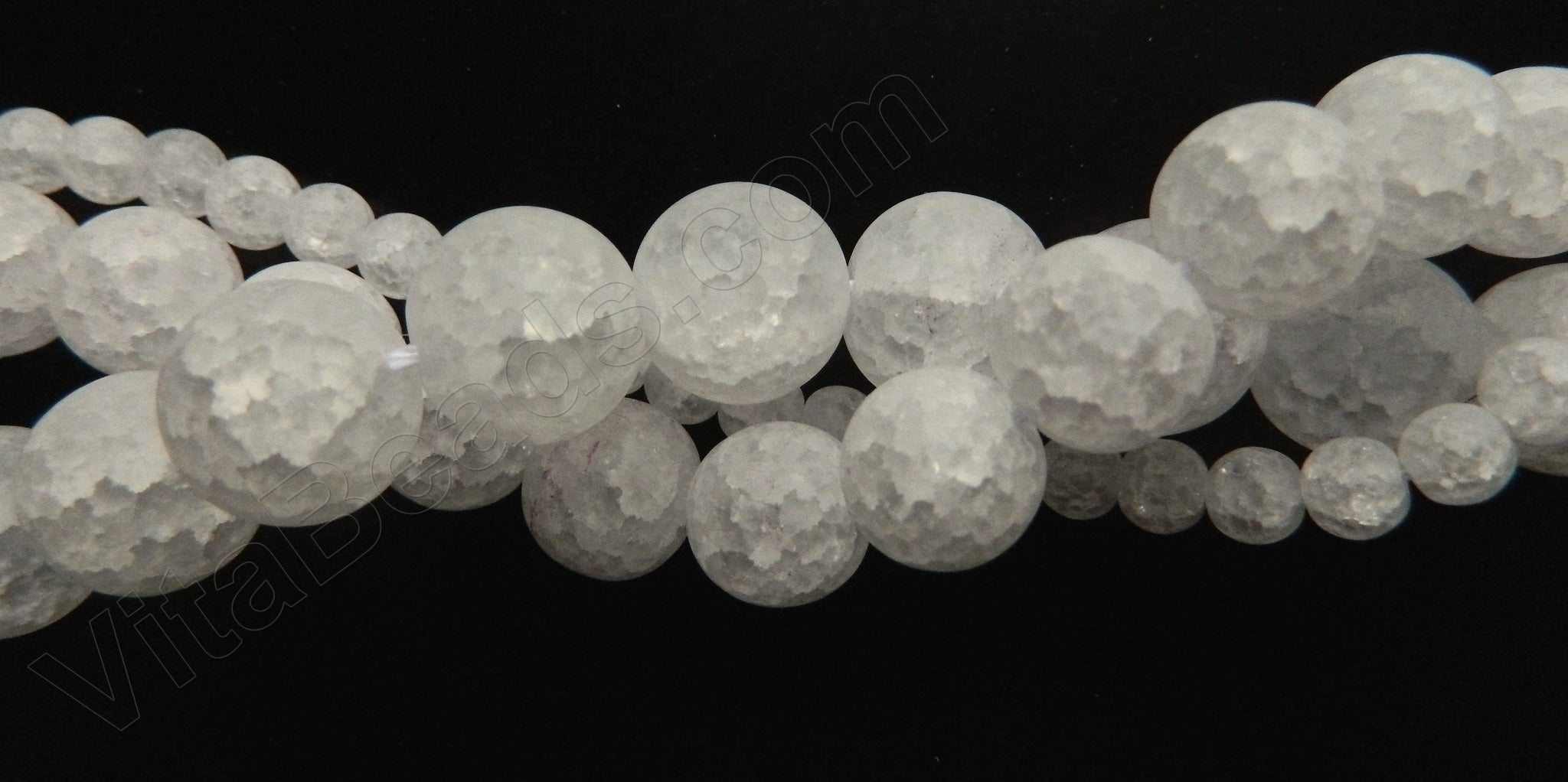 Frosted Explosion Crystal Natural AA  -  Smooth Round Beads 16"