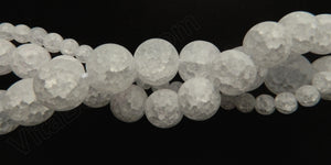 Frosted Explosion Crystal Natural AA  -  Smooth Round Beads 16"