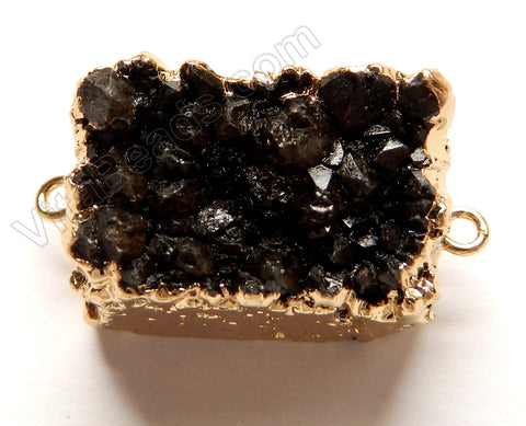 Druzy Agate Connector - Black Crystal w/ Gold Edge