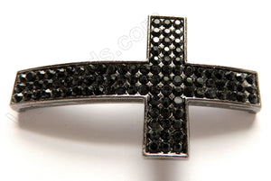 Hematite w/ Black Crystal Paved Cross Connector