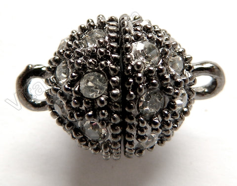 Crystal Paved Black Magnetic Ball Clasps