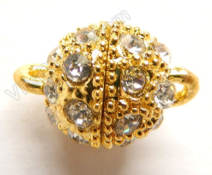 Crystal Paved Gold Magnetic Ball Clasps