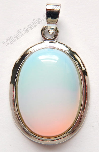 Pendant - Smooth Oval w/ Bail White Opal