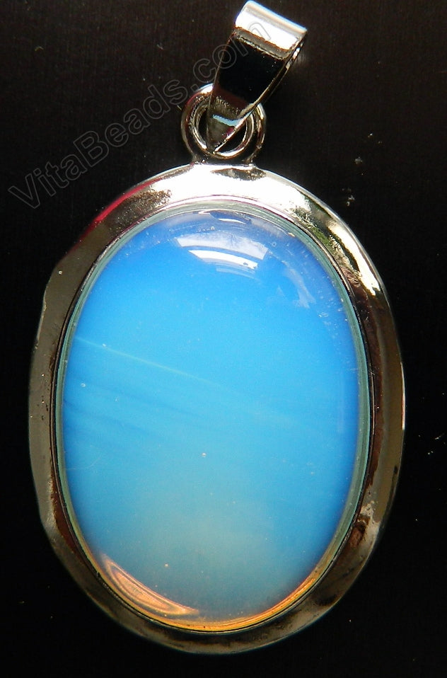 Pendant - Smooth Oval w/ Bail White Opal