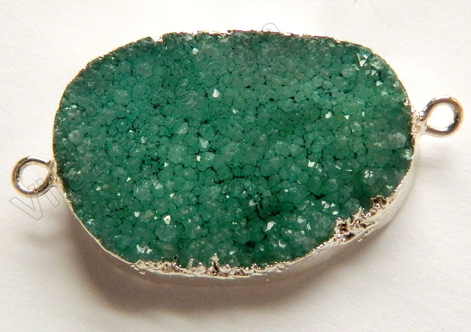 Druzy Agate Connector - Green w/ Silver Edge