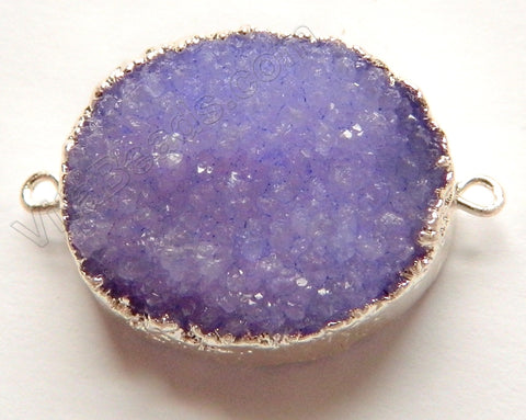 Druzy Agate Connector - Purple w/ Silver Edge