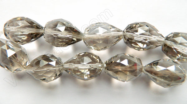 Smoky Crystal Quartz  -  Drilled Through Faceted Drop 8"