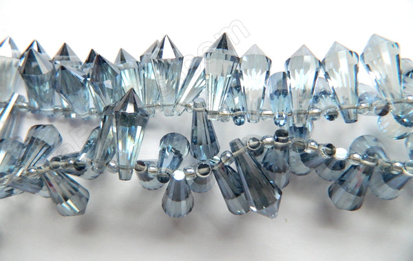 Light Blue Crystal Quartz - 8x20mm Faceted Pendulum Top Drilled 8"