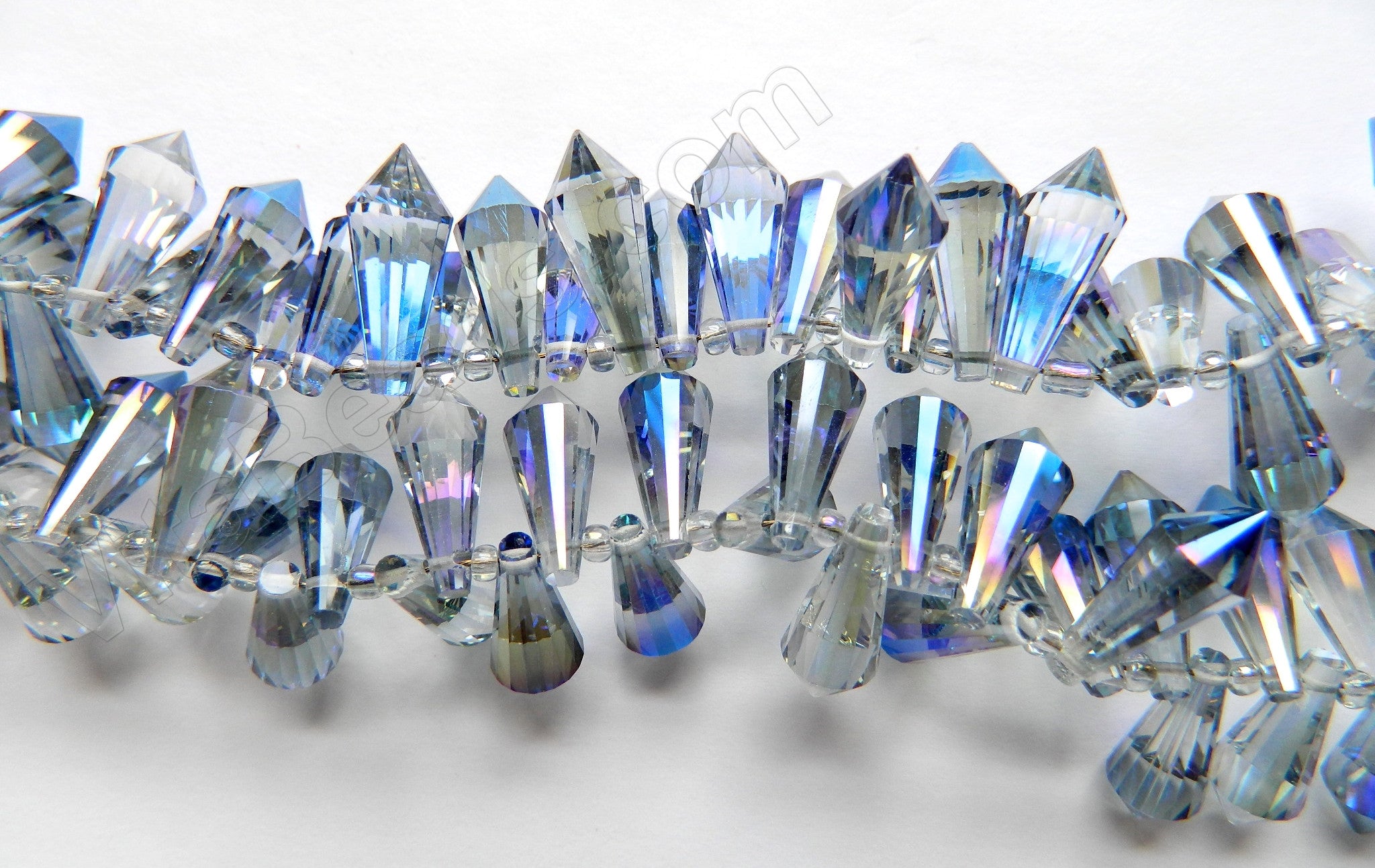 Light Blue Peacock Crystal Quartz - 8x20mm Faceted Pendulum Top Drilled 8"
