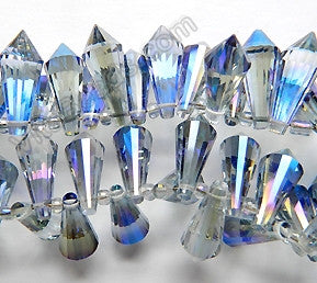 Light Blue Peacock Crystal Quartz - 8x20mm Faceted Pendulum Top Drilled 8"