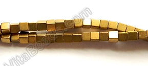 Gold Plated Hematite  -  Small Cubes  16"