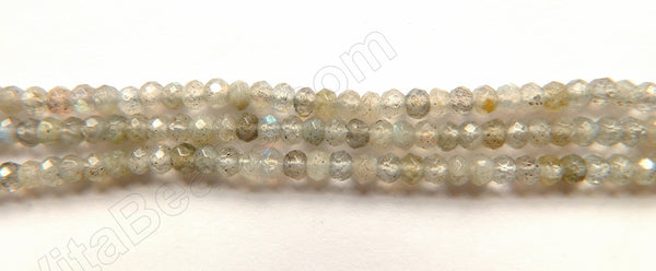 Labradorite Light A  -  Small Faceted Rondels, Faceted Button  16"