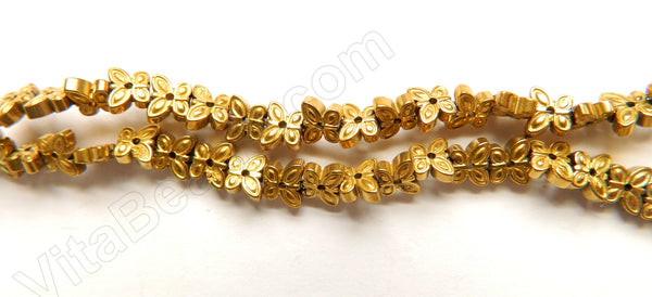 Gold Plated Hematite  -  Carved Small Butterflies 16"