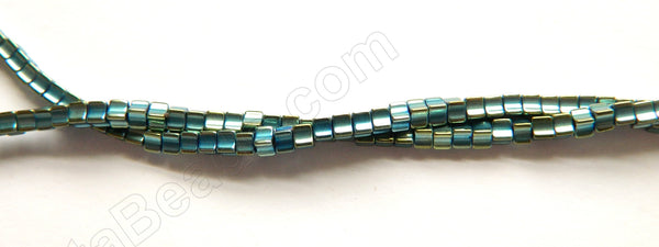 Green Plated Hematite  -  Concaved Small Cubes  16"