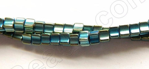 Green Plated Hematite  -  Concaved Small Cubes  16"