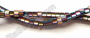 Purple Peacock Hematite  -  Concaved Small Cubes  16"